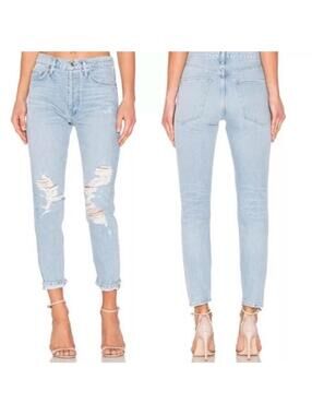 AGOLDE Jeans Size 26 HR Straight Leg Light Wash Button Down Premium Denim